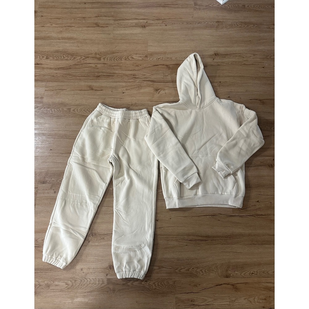 Comfrt Travel Essentials Hoodie Sweatpants Set Bone Size L NEW Matching Set